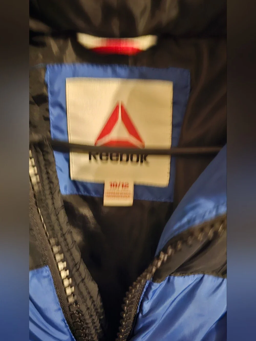 Reebok Blue And Black Hooded Winter Puffer Jacket Size 10/12